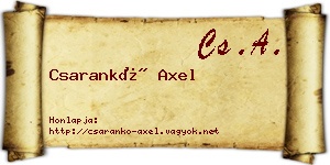 Csarankó Axel névjegykártya